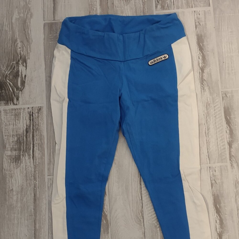 Adidas Women’s Leggings – Size 1X – Blue with Side Stripes
